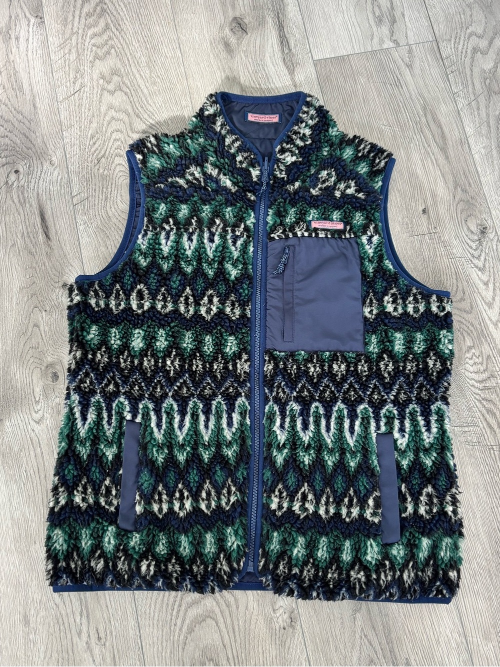 Vineyard Vines Reversible Pattern & Plain Navy Vest - Women’s size Medium